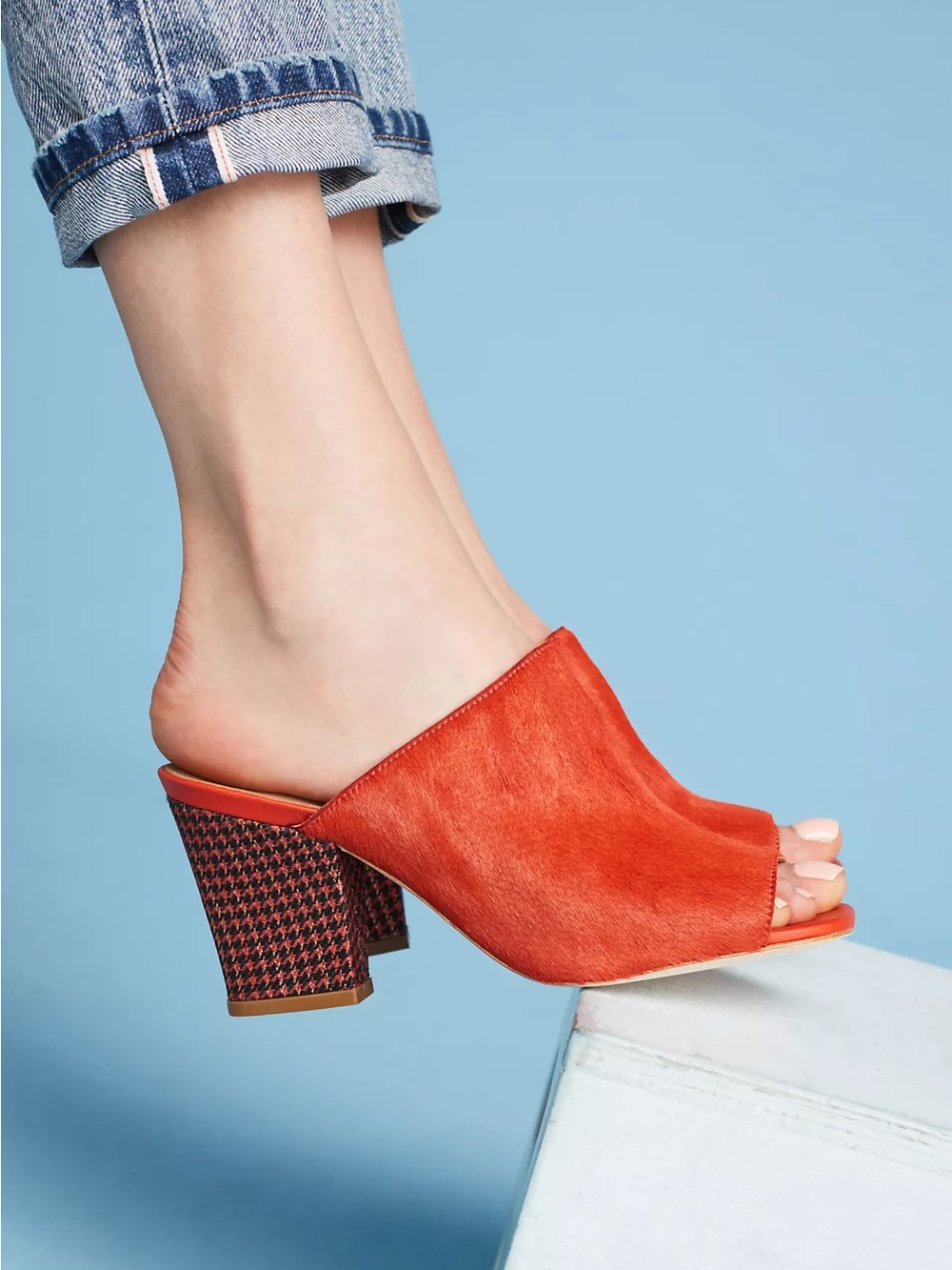 Anthropologie Calf Hair Block Heels